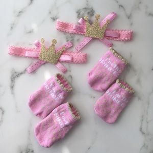 Sparkly Crown Baby Headband and Socks - Set of 2